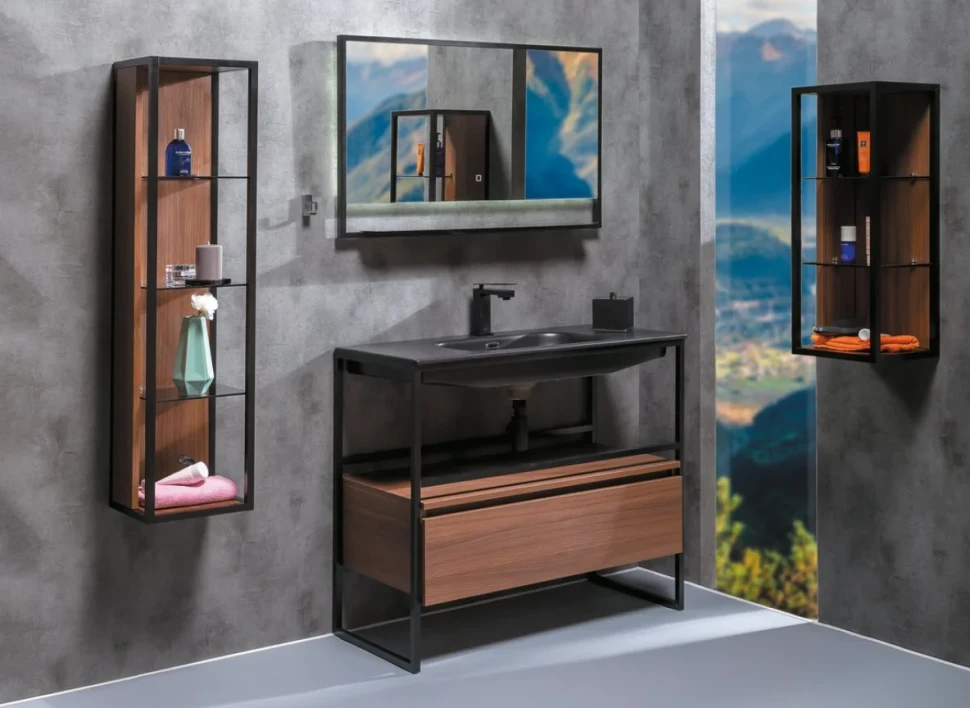 Тумба с раковиной Armadi Art Loft 100 dark wood, напольная