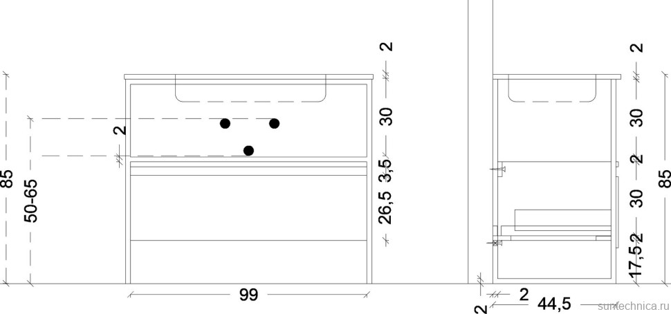Тумба с раковиной Armadi Art Loft 100 dark wood, напольная