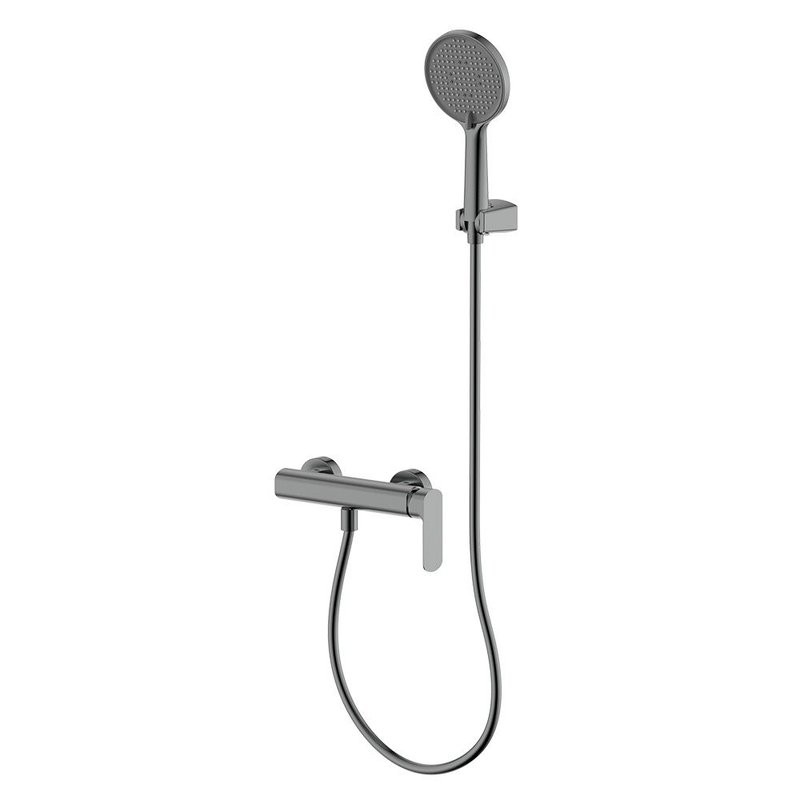 Смеситель для душа с душевым гарнитуром, метал Gun metal, AQUAme Monza AQM6313GM