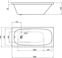 Акриловая ванна Berges Nelu 050019 без опоры 160x75 см, пристенная, белая