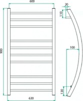 Полотенцесушитель водяной Grota Primo 63x90