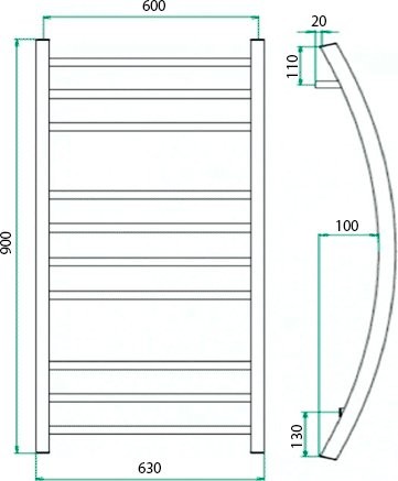 Полотенцесушитель водяной Grota Primo 63x90