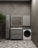 Тумба с раковиной Style Line Бергамо Мини 90 Люкс Plus напольная, антискрейтч серая