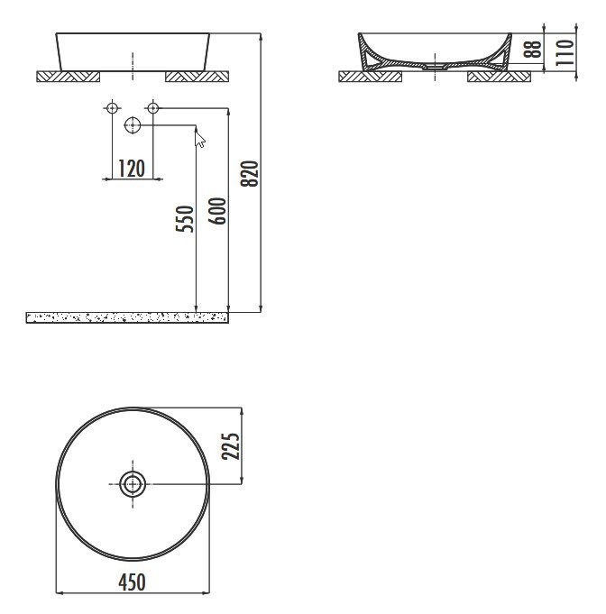 Накладная раковина Creavit Ultra UL145-00CB00E-0000 белая