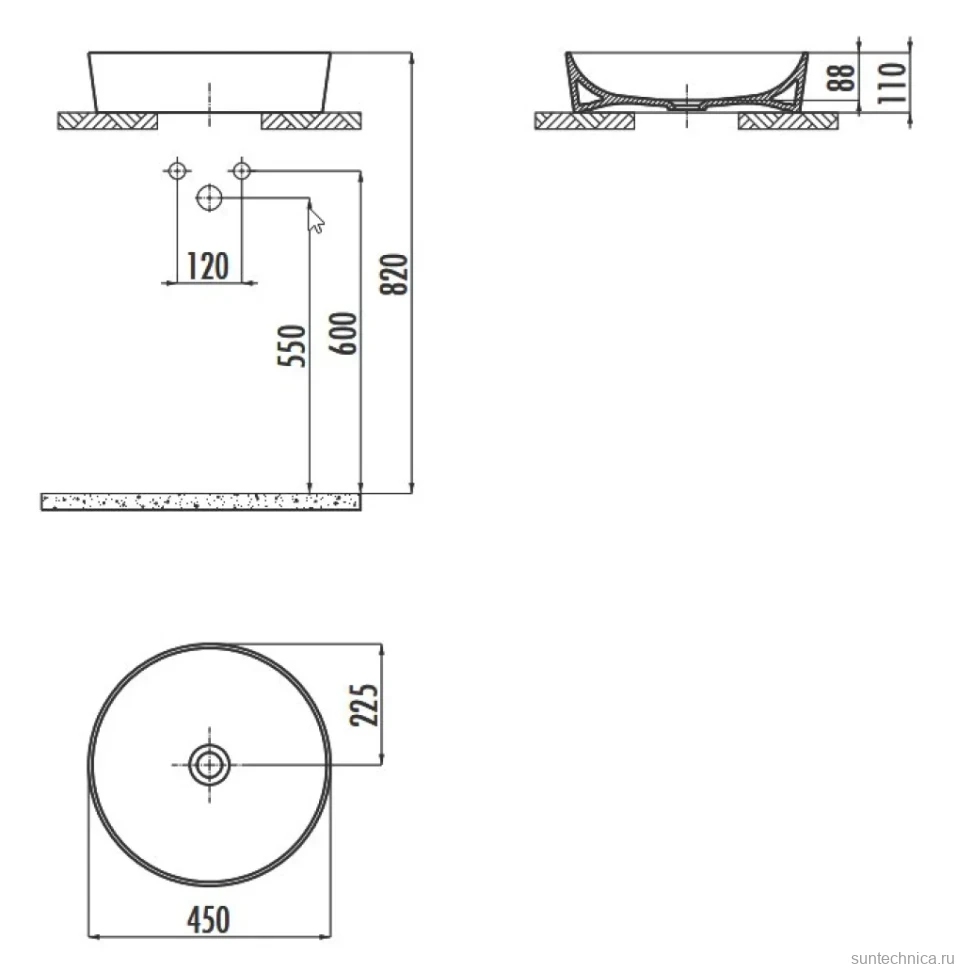 Накладная раковина Creavit Ultra UL145-00CB00E-0000 белая