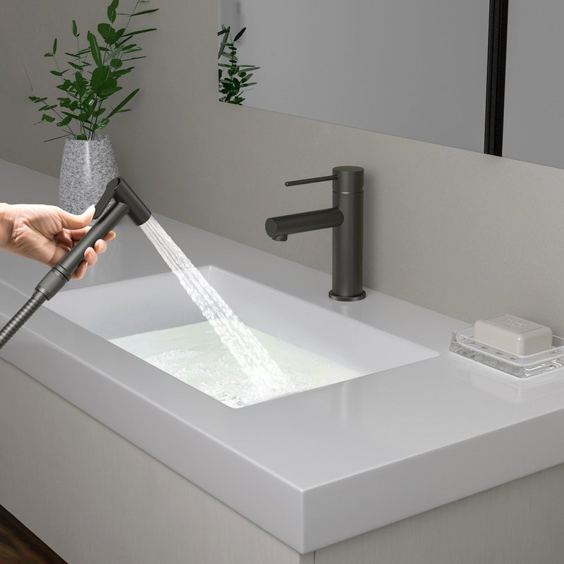 Комплект для раковины Timo Saona 2360/18G с гигиеническим душем, черное золото