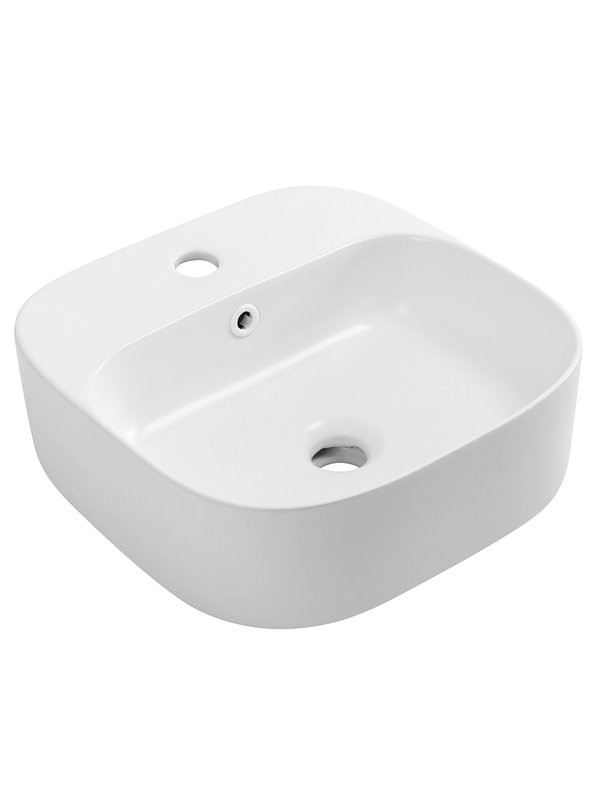 Накладная раковина Cezares CZR-6615-BO матовая белая, квадратная, фаянс, с 1 отверстием под смеситель