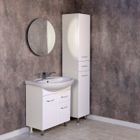 Шкаф-пенал для ванной Onika Модерн 32 левый напольный, с бельевой корзиной, белый