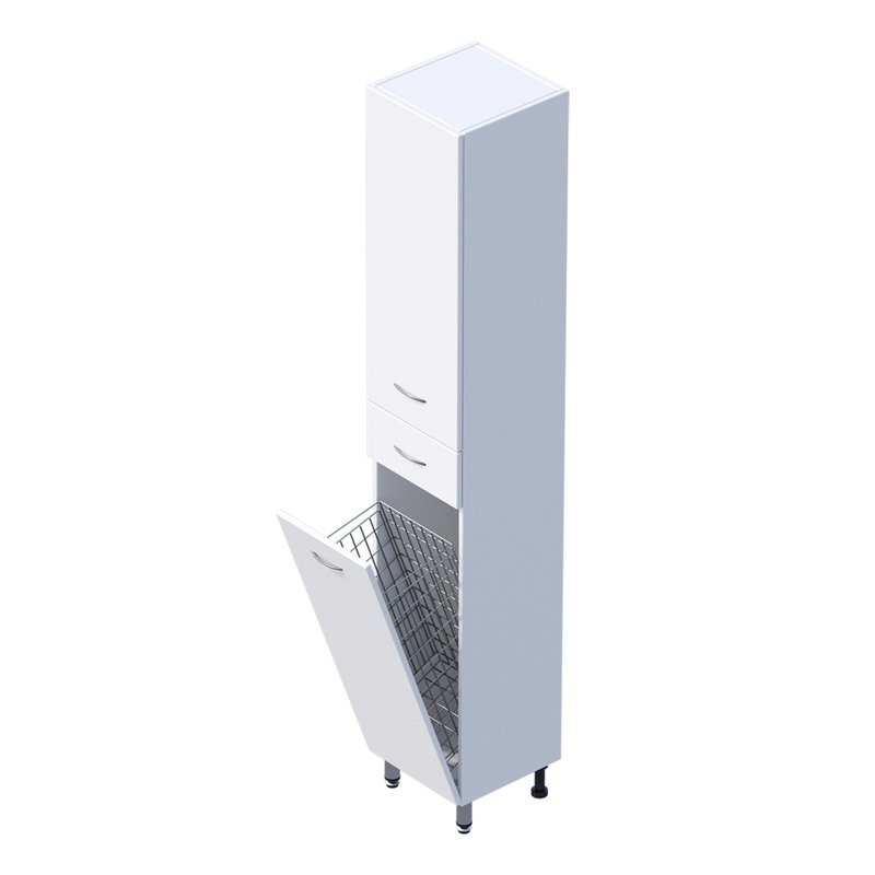 Шкаф-пенал для ванной Onika Модерн 32 левый напольный, с бельевой корзиной, белый