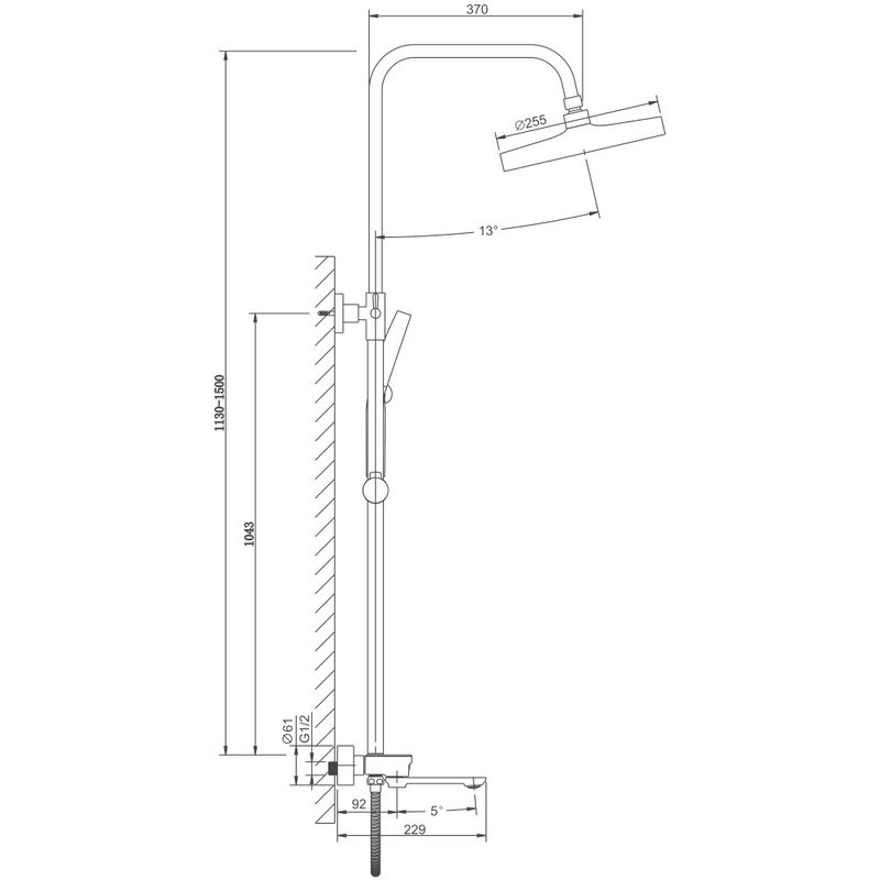 Душевая стойка BELZ B713 B25713-3 оружейная сталь