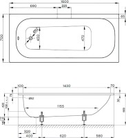 Стальная ванна Bette Form 160x70 см, встраиваемая, на ножках, с самоочищающимся покрытием, с шумоизоляцией