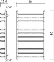 Полотенцесушитель водяной Domoterm Калипсо П10 50x80, античная бронза