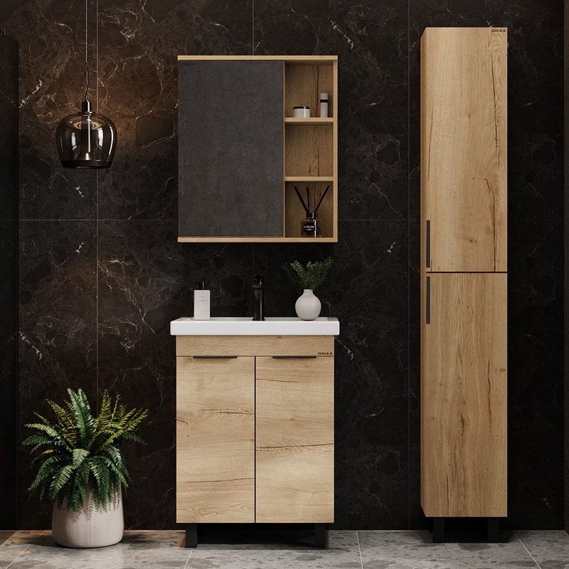 Тумба под раковину без столешницы Onika Легран 70 напольная, дуб галифакс