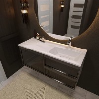 Раковина над стиральной машиной Altasan Tukana 121 R белая, прямоугольная, искусственный камень, со столешницей слева, с комплектом кронштейнов