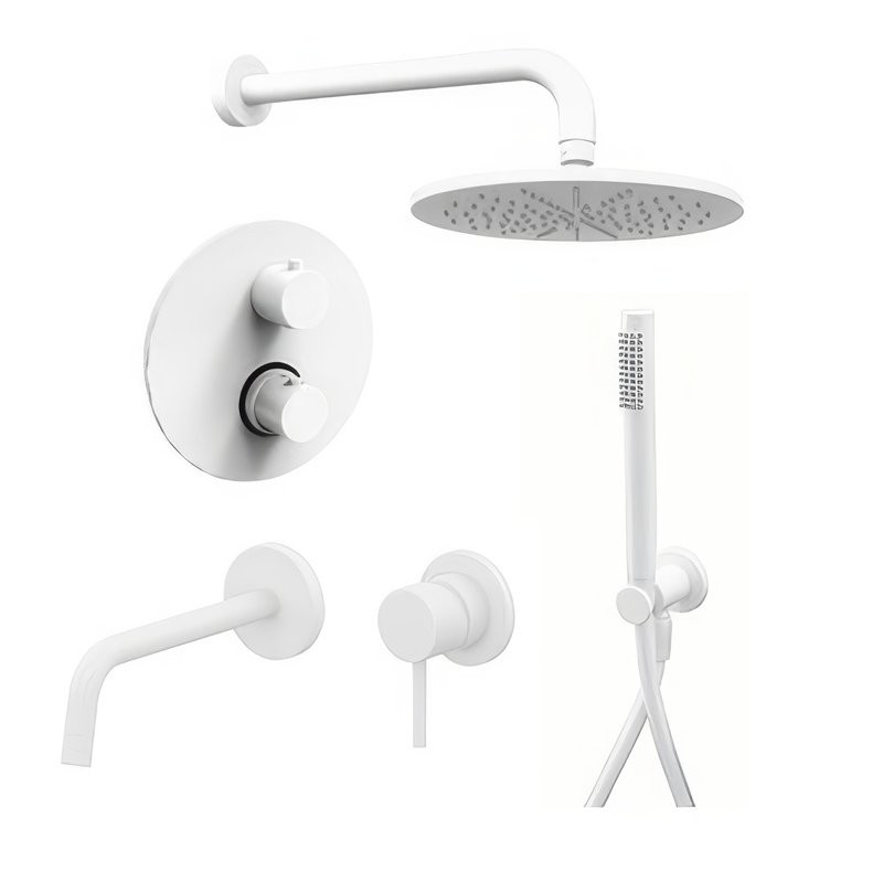 Комплект для ванной Paffoni Light KITLIQ018BO006 С ВНУТРЕННЕЙ ЧАСТЬЮ, белый матовый