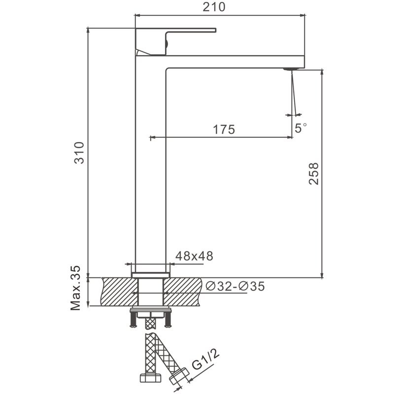 Смеситель для раковины BELZ B613 B11613 хром