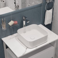 Накладная раковина STWORKI Эстерсунд S31410WH 39 глянцевая белая, квадратная