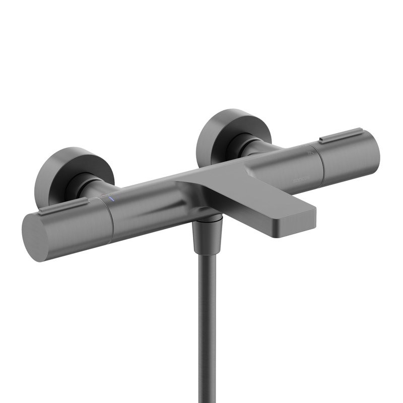 Термостатический смеситель для ванны и душа Sancos Etna, вороненая сталь, SC9006GG