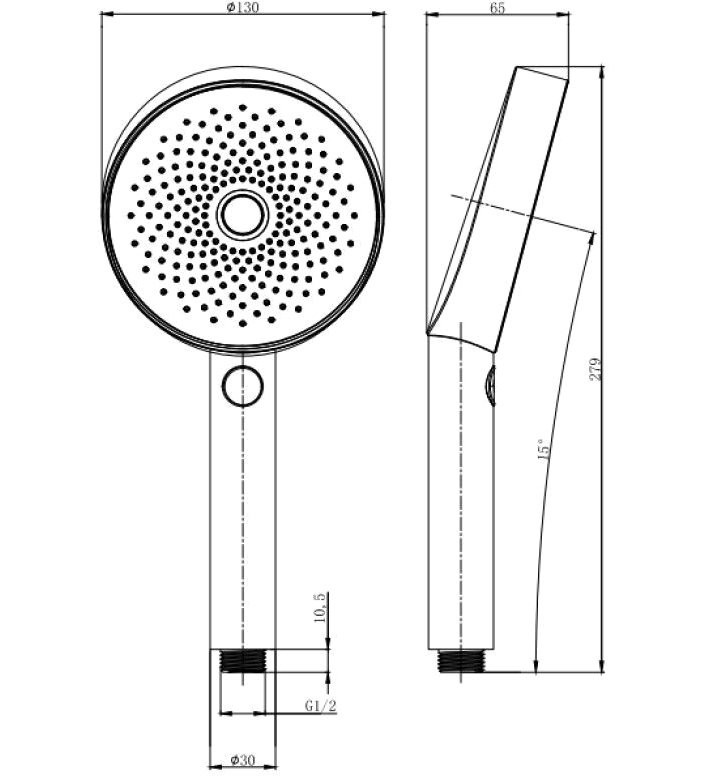 Душевая лейка Allen Brau Priority 5.31B20-GB 3 режима, брашированное золото