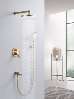 Душевая система встраиваемая Shevanik S4335G, золотой сатин