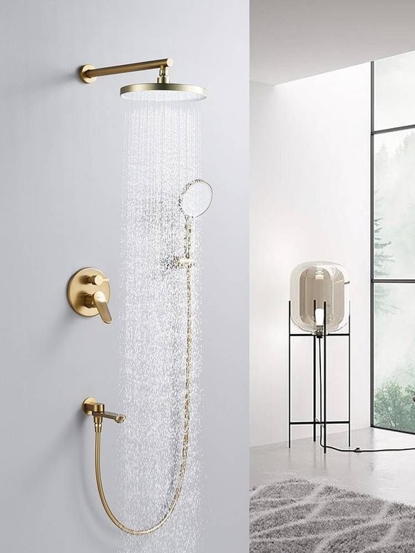 Душевая система встраиваемая Shevanik S4335G, золотой сатин