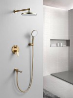 Душевая система встраиваемая Shevanik S4335G, золотой сатин