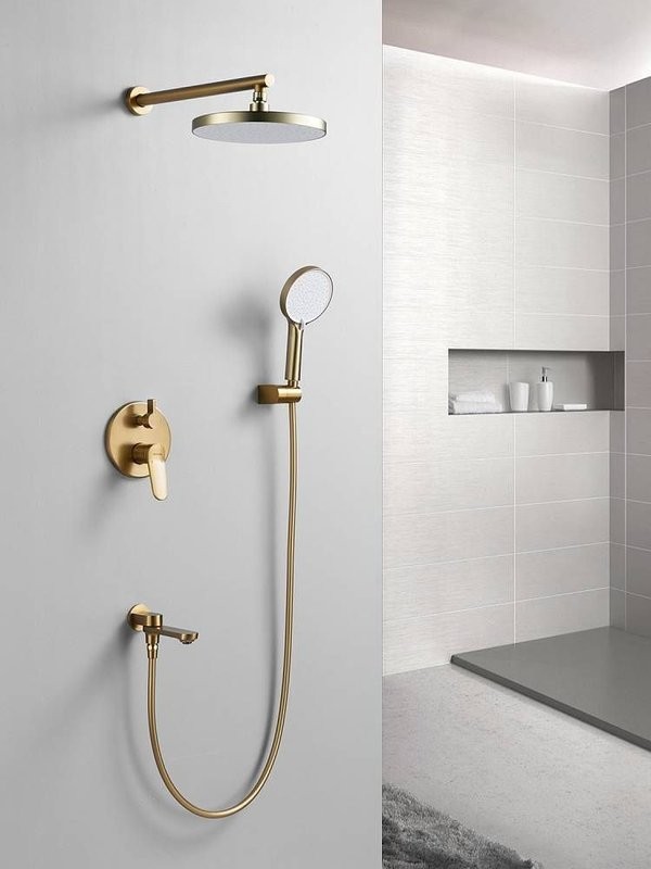 Душевая система встраиваемая Shevanik S4335G, золотой сатин