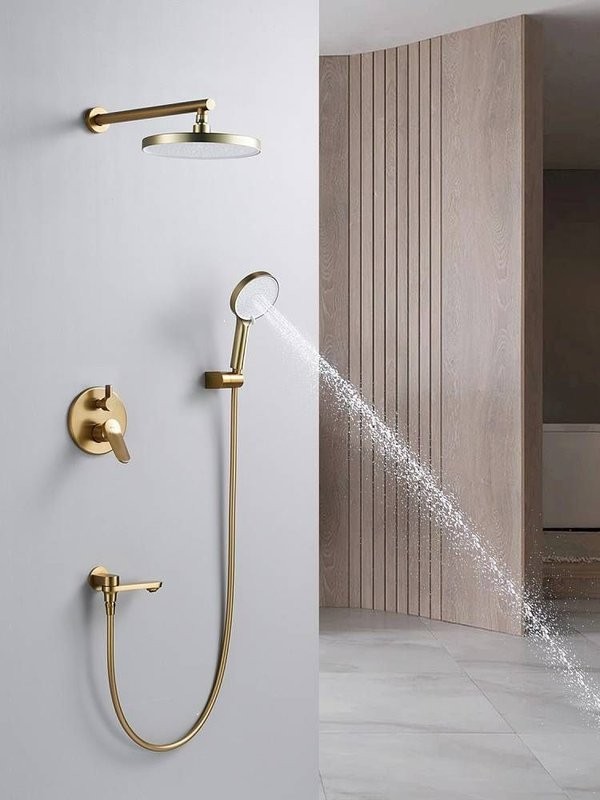 Душевая система встраиваемая Shevanik S4335G, золотой сатин