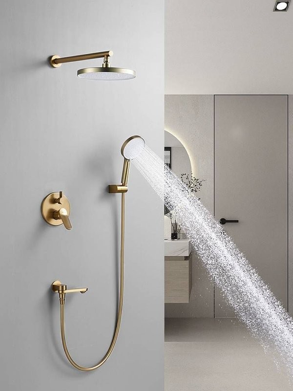 Душевая система встраиваемая Shevanik S4335G, золотой сатин