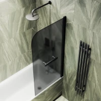 Шторка на ванну Maybahglass MGV-786-6 70x140, профиль черный, стекло матовый графит