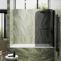 Шторка на ванну Maybahglass MGV-786-6 70x140, профиль черный, стекло матовый графит