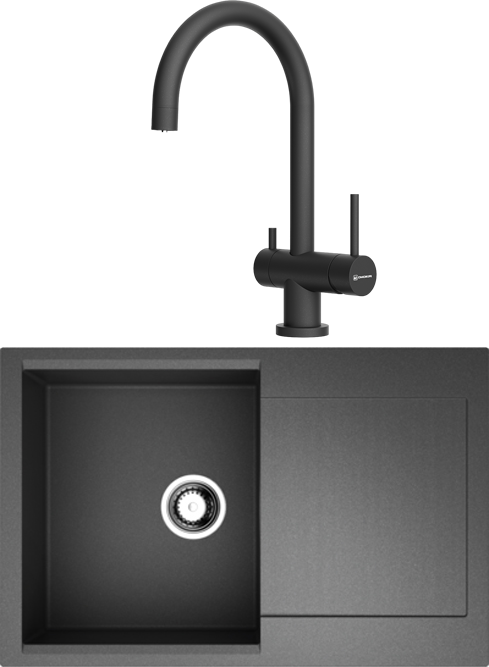 Комплект Мойка Omoikiri Daisen 78-BL черная + Смеситель Yamada P-BL черный