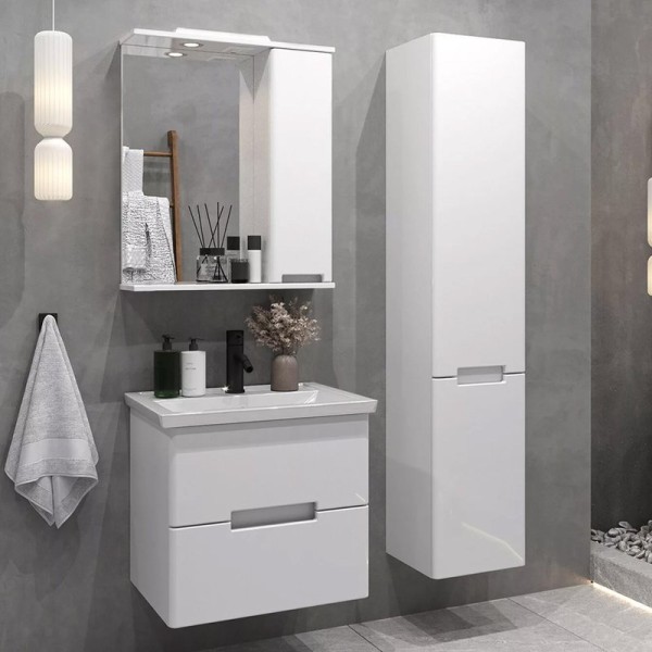 Мебель для ванной комнаты SanStar Ориана 50 подвесная, белая, раковина Kirovit Фостер 50