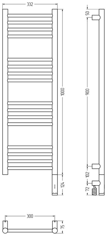 Полотенцесушитель электрический Сунержа Богема 3.1 020-6005-1030 110x35 см, подключение справа, шампань, лесенка