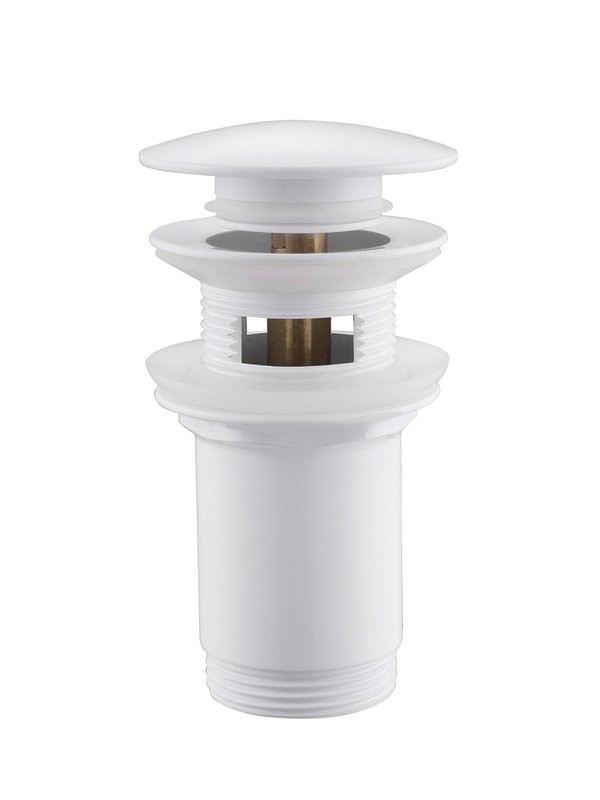Донный клапан для раковины Abber AF0010W с переливом, матовый белый