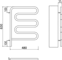 Полотенцесушитель электрический Terminus Ш-образный 450x570 поворотный