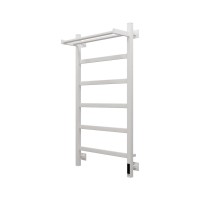 Полотенцесушитель электрический Grota Lore 530х1000 RAL9016 EL 100x55 см, подключение справа, слева, скрытое подключение справа, матовый белый, лесенка, из стали, с полкой