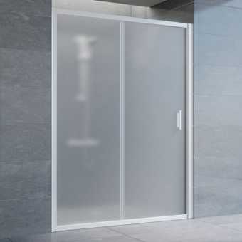 Душевая дверь в нишу Vegas Glass ZP 140 01 10 профиль белый, стекло сатин