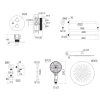 Душевой комплект WHITECROSS Y YSET08TOPBL С ВНУТРЕННЕЙ ЧАСТЬЮ, черный матовый