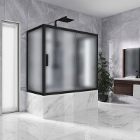 Шторка на ванну Kubele DE019 P2U-MAT-BLMT 150х75 см, профиль матовый черный