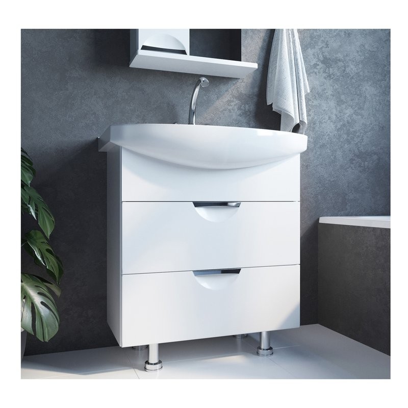 Тумба под раковину Элеганс-75 I тумба для ванной Mixline 85х31,4х75 Белый ПВХ