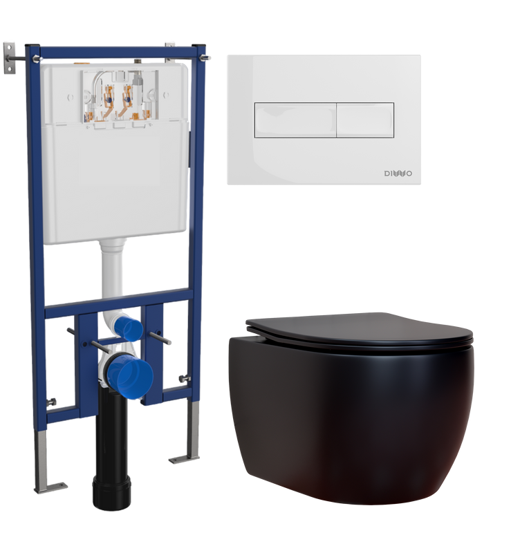 Комплект Унитаз подвесной Ceramicanova Play + Инсталляция DIWO + Кнопка 7320 белая