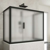 Шторка на ванну Kubele DE019 P3U-MAT-BLMT, 170х75 см, профиль матовый черный