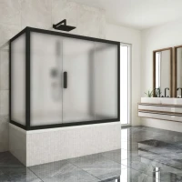 Шторка на ванну Kubele DE019 P3U-MAT-BLMT, 170х75 см, профиль матовый черный
