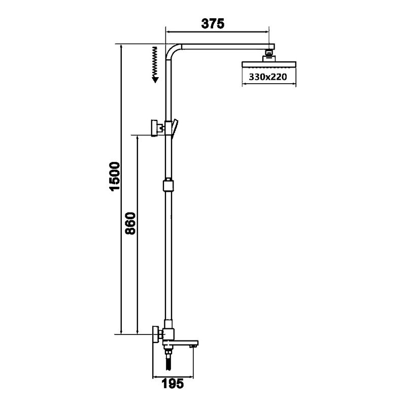 Душевая стойка Rose R1056 хром