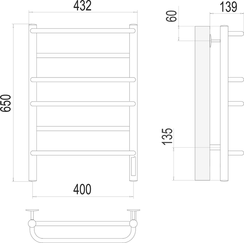 Полотенцесушитель электрический Terminus Евромикс П6 400x650