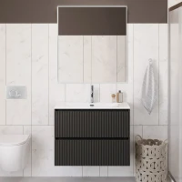Мебель для ванной комнаты BelBagno Uno-mini 100 подвесная, 2 ящика, матовая темно-серая
