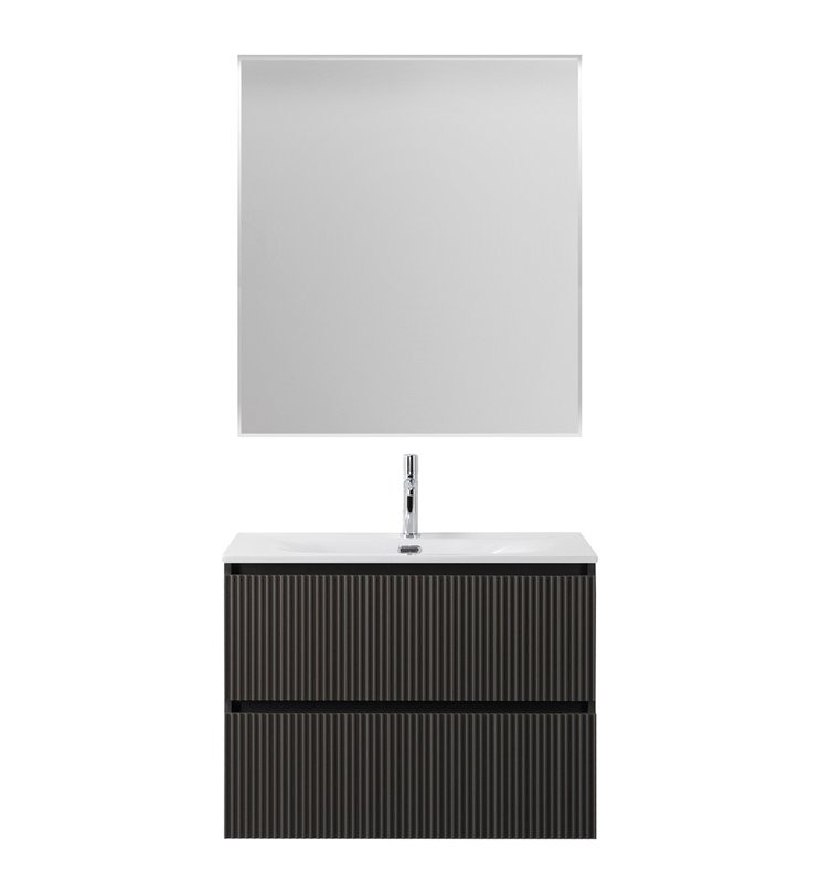 Мебель для ванной комнаты BelBagno Uno-mini 100 подвесная, 2 ящика, матовая темно-серая