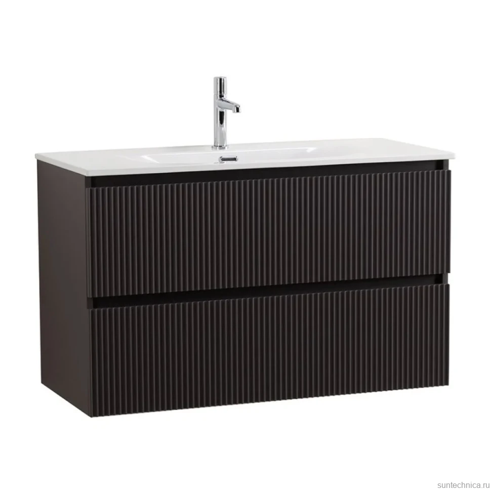 Мебель для ванной комнаты BelBagno Uno-mini 100 подвесная, 2 ящика, матовая темно-серая