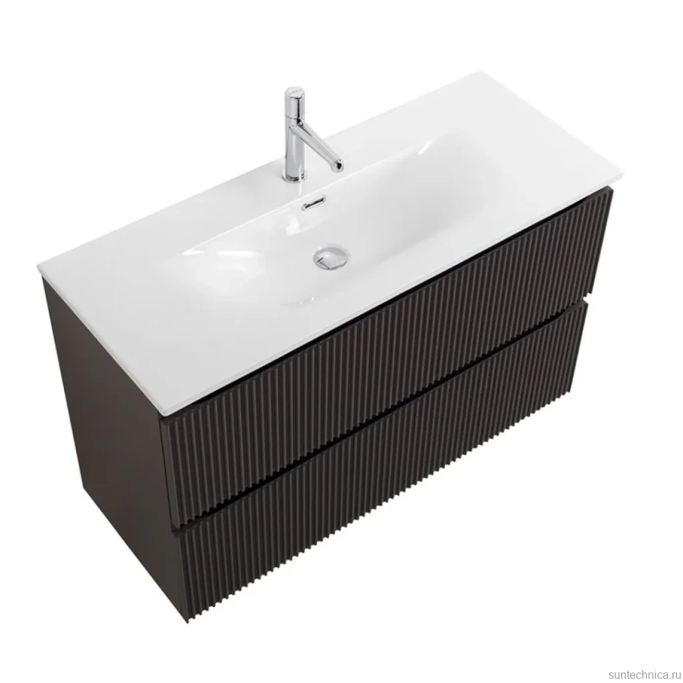 Мебель для ванной комнаты BelBagno Uno-mini 100 подвесная, 2 ящика, матовая темно-серая